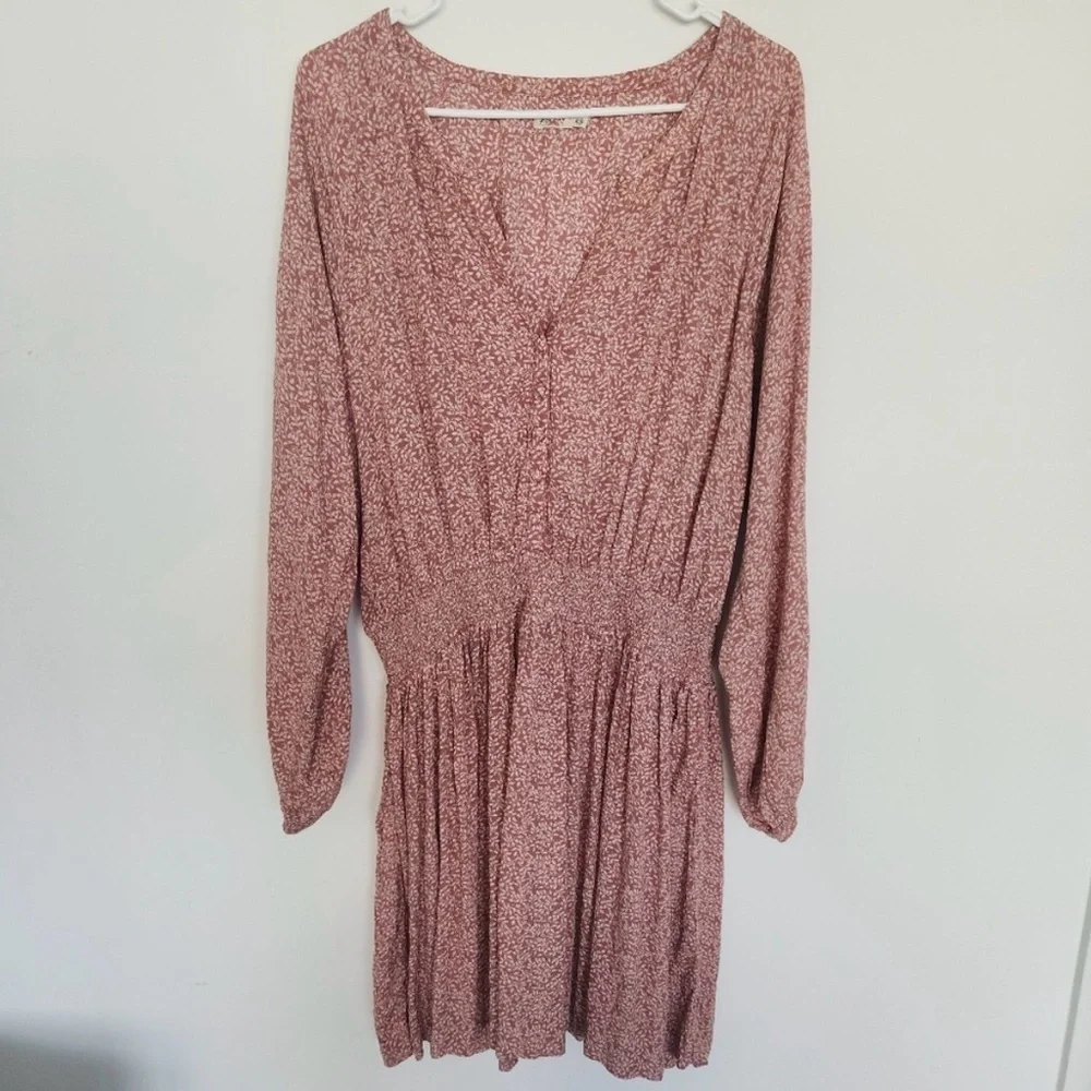 Faherty Montara Leaf Batik Long Sleeve Dress XL - Picture 2 of 5